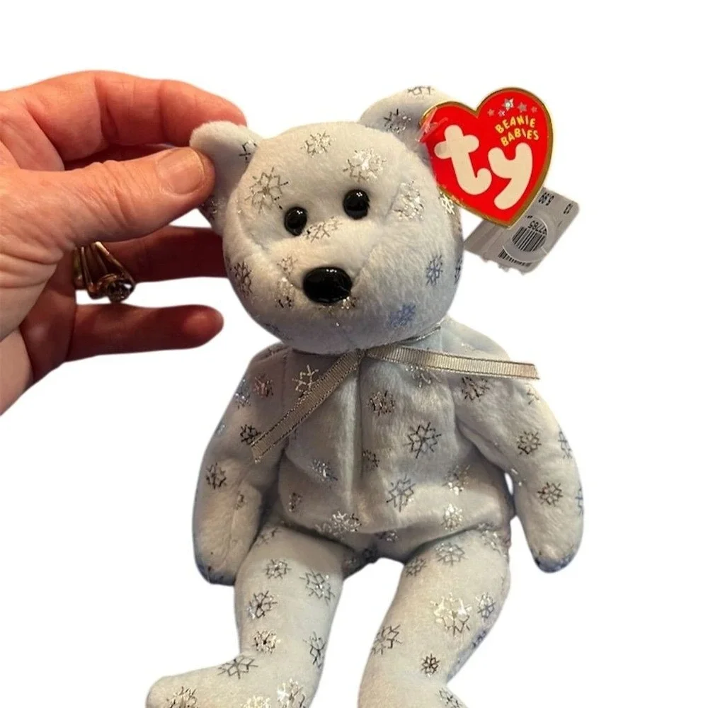 Ty Beanie Babies Flaky the Bear Blue Plush with Tags Rare Collectible